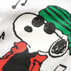 Cartoon dog in sunglasses, green-striped beanie, and red shirt in screen print style features on the Butter Goods BUTTER X PEANUTS MUSIC CREWNECK ASH.