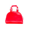 The Carpet Co. C-Star Purse Red is a small, glossy red leather bag featuring two handles and silver hardware, shown against a white background.