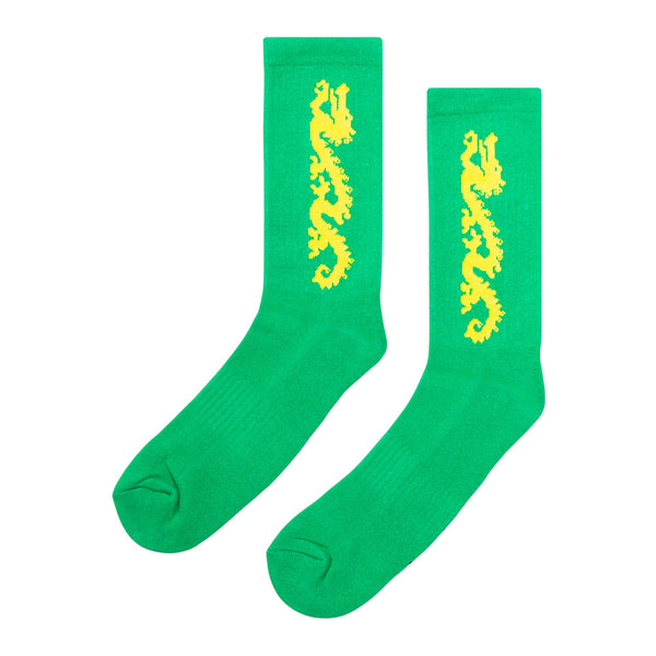 The STANCE CARPET CO. DRAGON SOCK GREEN features custom yellow dragon artwork on the sides for a standout look.