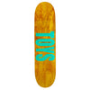 The Carpet Co. CARPET CAT DECK is a limited edition wooden skateboard with a natural finish, featuring "TOYS" in large turquoise hand-screened letters down the center for a unique, striking look.
