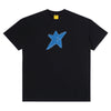 The Carpet Co. C-Star Black tee features a prominent blue star screen-printed graphic on the front.