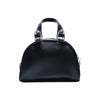The CARPET CO. C-STAR PURSE BLACK by Bluetile Skateboards, featuring black leather, silver hardware, two short handles, and a zip closure, is shown against a white background.