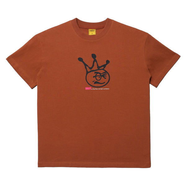 Carpet Co. "Kid" tee brown with a black screen printed graphic of a crown and bicycle on the front, along with the text "bike" and "ba&sh loves liberty".