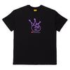 Carpet Co. "Kid" tee black with a purple crown and circular logo design on the front featuring stylized, hand screen-printed text.