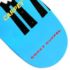 Close-up of the CARPET COREY DUFFEL GUEST DECK by Carpet Co.—a blue limited edition skateboard deck with "CARPET" in yellow and "COREY DUFFEL" in red, celebrating this unique guest release.