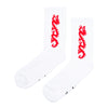 The STANCE CARPET CO. DRAGON SOCK WHITE features custom red dragon artwork on the sides of white crew socks, designed by Carpet Co.