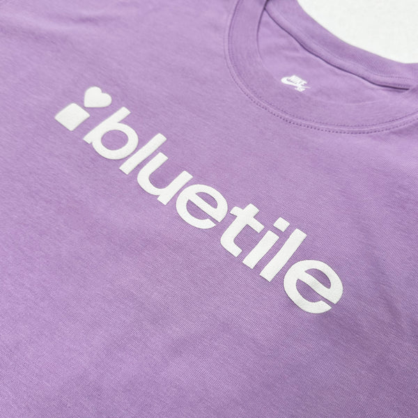 A BLUETILE PUFF LOGO TEE LILAC with the logo "i❤️bluetile" printed in white by Bluetile Skateboards.