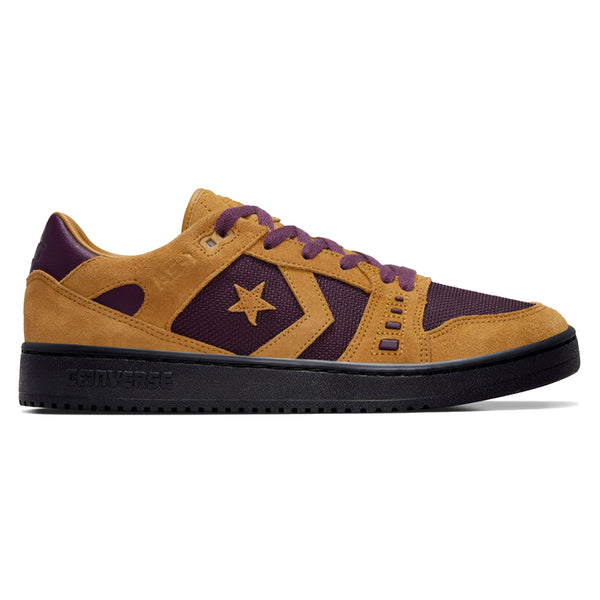 The CONVERSE CONS ALEXIS AS-1 PRO sneaker in Wood Thrush, Winter Bloom, and Black features a star logo on the side, a black sole, and purple laces. This skate model is part of the CONVERSE CONS AS-1 Pro collection by Alexis Sablone and is viewed from the side.