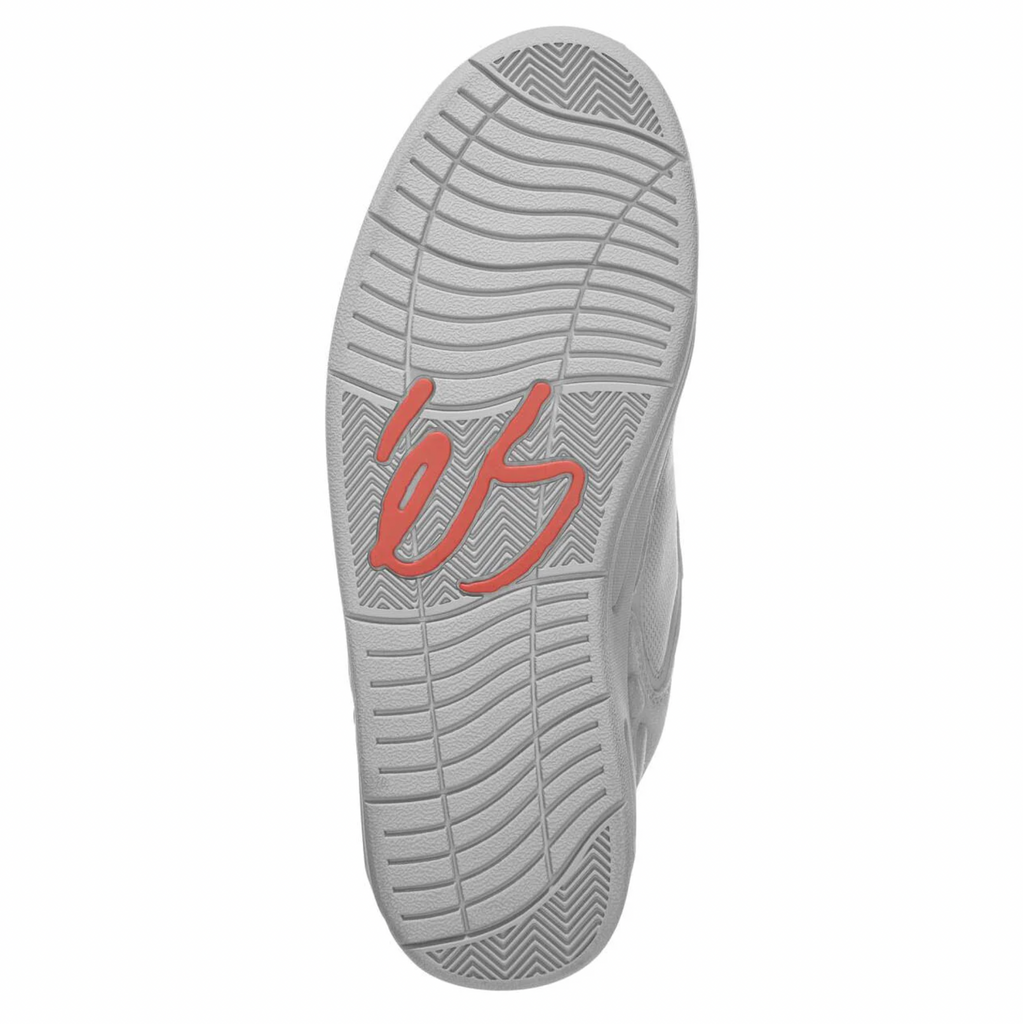 grey outsole with red eS logo in the center