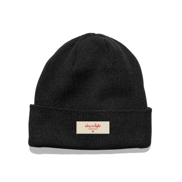 A CHOCOLATE EST. CHUNK BEANIE BLACK with a CHOCOLATE label on it.