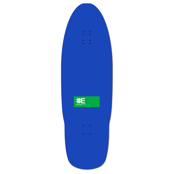 The EVERYBODY SKATES ELEPHANT BIGBOARD 40" features a blue 80's-inspired deck with a green center label showing white text and icons. Part of the EVERYBODY SKATES collection—because EVERYBODY SKATES.