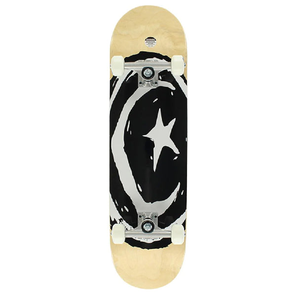 A skateboard with a FOUNDATION STAR & MOON V 1.0 COMPLETE design on its grip tape by FOUNDATION.