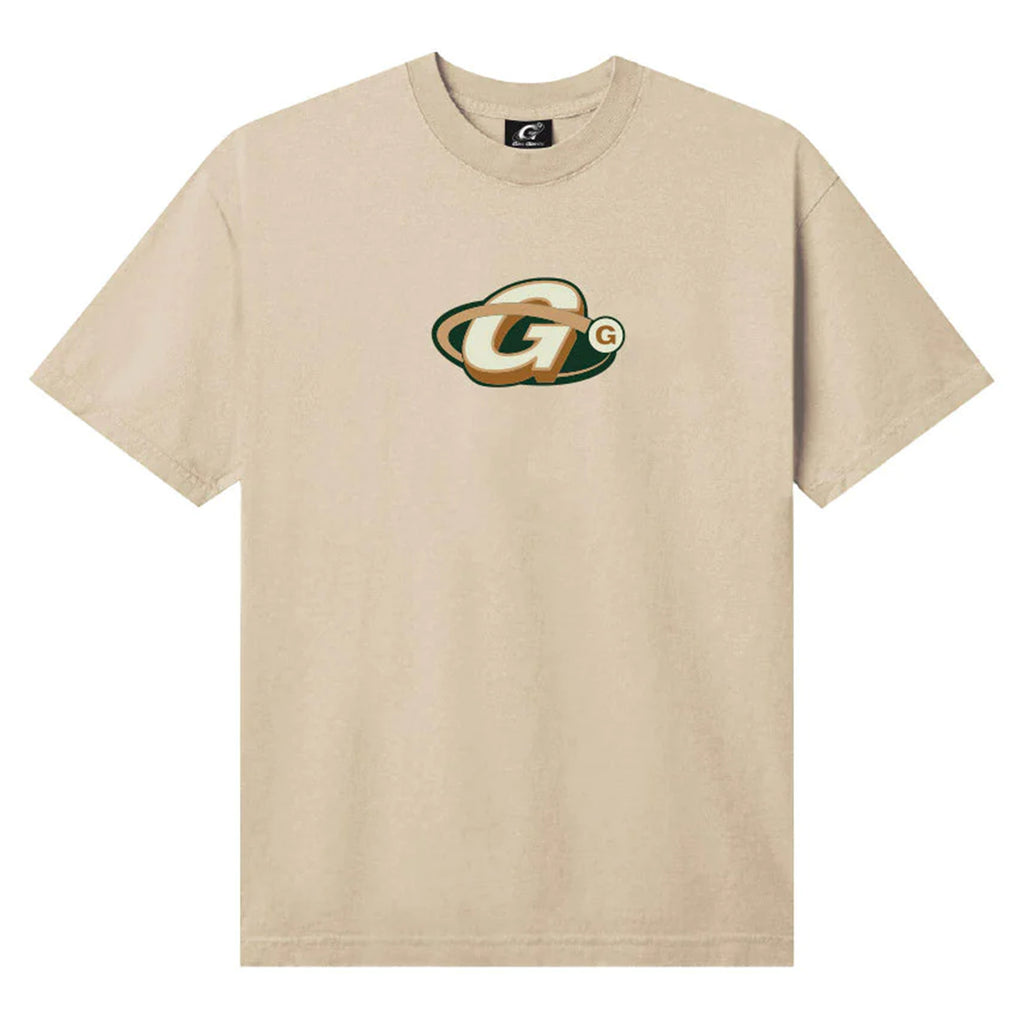 A GAS GIANTS ORBIT TEE CREAM featuring a G LOGO in green and gold.