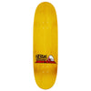 The HEROIN DAWN OF THE EGG skateboard deck is yellow, 9.4" wide, made from hard rock maple, and features "Heroin Skateboards Dawn of the Ted" text plus a cartoon skull graphic near the bottom.