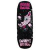 The HEROIN SWAMPY'S BOG HOG by HEROIN is a black North American Hard Rock Maple skateboard deck, featuring a pink cartoon hog breaking through, "Heroin Skateboards" on top, and "HEROIN SWAMPY'S BOG HOG" Razor Edge text at the bottom.