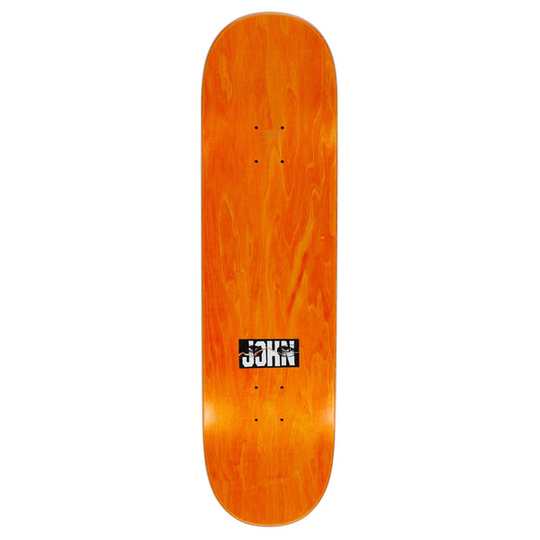 A wooden skateboard deck with a smooth, glossy finish. The center features a black and white rectangular logo with the text "JAH", reminiscent of HOCKEY's iconic design style. The premium digital print ensures every line and curve is captured perfectly on the HOCKEY JOHN FITZGERALD TIER ONE.