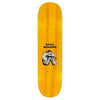 HOCKEY STILL MISSING skateboard deck by HOCKEY with a yellow background featuring an illustration of a seated figure and the text "STILL MISSING," boasting a slick bottom for smooth rides.