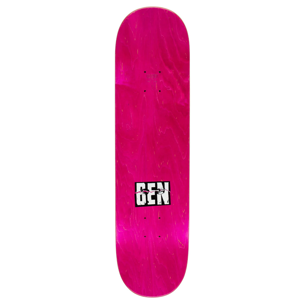 A bright pink skateboard deck with a "BEN" logo in black and white at the center. The HOCKEY BEN KADOW DAY DREAM deck, featuring a slick bottom for smoother rides, maintains a plain yet classic design by HOCKEY.