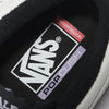 A close up of a VANS Skate Half Cab White / Black sneaker, showcasing its performance benefits for skateboarding.