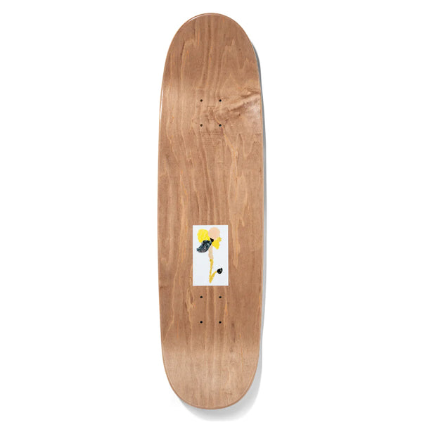 A GIRL skateboard with an image of a bird on it.