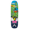 The KROOKED MANDERSON THE YARD "OG SHAPE" skateboard deck, featuring colorful and whimsical artwork of various scenes including animals, a house, and a "KROOKED" sign at the top. Near the bottom, "ANDERSON" is written. This deck is part of the renowned KROOKED MANDERSON series and has an 8.5" width.