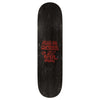 The KROOKED WILSON POSITIVELY PRO skateboard deck from KROOKED showcases a bold red monster graphic with the powerful text "Fear No Monster" and "Krooked Sandoval," all on a sleek black background.