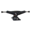 The GRIND KING LOCKER BATTLESHIP GREY 8.0" skateboard truck features silver axles, Tri-kush bushings, and a flat base plate. Shown on a white background.