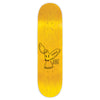 Introducing the LOST SOUL IRVING JUAREZ MONSTERS skateboard deck by Lost Soul Skateboards, featuring a vibrant yellow design with an illustrated bird holding a key. Adorned with the screen-printed text "Lost Soul" on the side and the iconic LOST SOUL METAL LOGO, this limited batch piece is perfect for both collectors and avid skaters.