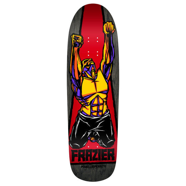 A POWELL PERALTA MIKE FRAZIER YELLOW MAN REISSUE skateboard deck featuring a yellow man holding a fist.