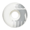 A white GIRL skateboard wheel with an image of a girl.