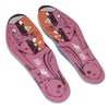 A pair of NB NUMERIC orthotic insoles with a colorful graphic print featuring cartoon characters and an ABZORB in-sole, isolated on a white background.