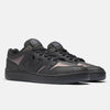 A pair of black NB NUMERIC X BRONZE56K 480 sneakers by NB NUMERIC, featuring leather and mesh panels, flat laces, ABZORB in-sole cushioning, and rubber soles, displayed on a plain white background.