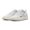 A pair of NIKE SB NYJAH 4 WHITE / BLACK-WHITE-BLACK skate shoes by Nike, featuring white uppers, translucent rubber soles, and grey Swoosh logos, displayed on a plain white background for lightweight everyday durability.