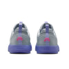 Rear view of the NIKE SB NYJAH 4 in LT THISTLE/BLACK-LT THISTLE-WOLF GREY-HYPER PINK by nike, with purple soles and pink heel logos—engineered for lightweight durability and responsive cushioning.