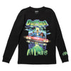 The STANCE STANCE X OUTKAST LONG SLEEVE BLACK shirt features an "OutKast ATLiens" graphic with a futuristic design of a flying car and aliens.