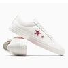 Converse x Turnstile One Star Pro Ox White/Pink skateboarding shoe.