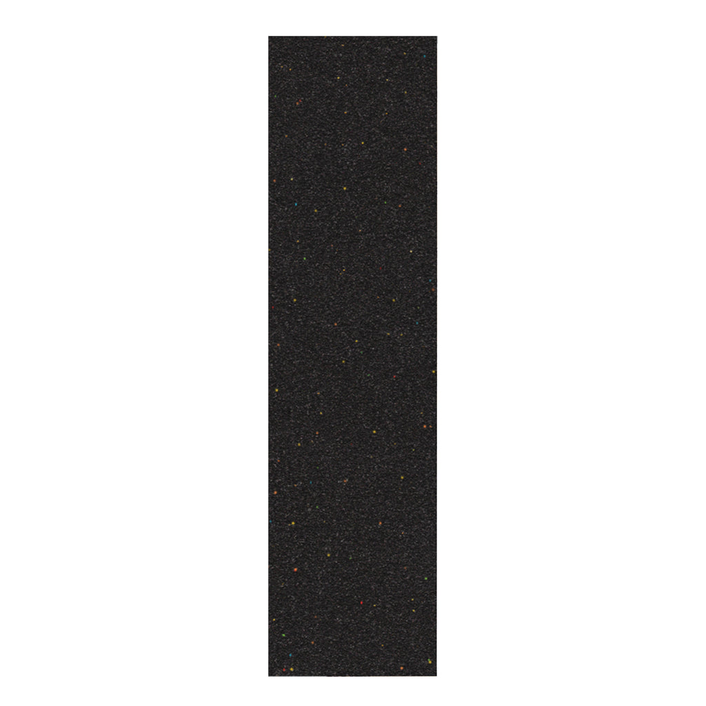 A long, rectangular strip of PEPPER GRIPTAPE G5 GALAXY black speckled rubber flooring, measuring 9" x 33.5", featuring an exclusive formula for durability.