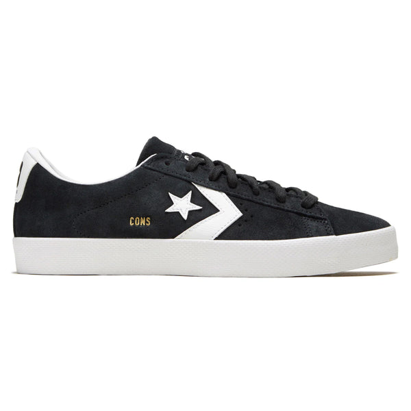 A single black CONVERSE CONS PL VULC OX sneaker with a white star logo, white sole, and "cons" text on the side.