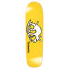 The POLAR BOSERIO USELESS WOODEN DOG P1 skateboard deck features a yellow P1 shape, a white cartoon dog skateboarding, and "boserio" printed vertically on the left, showcasing POLAR’s signature design.