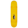The POLAR HERRINGTON PUMPING IRON P2 JR. deck by POLAR features Jacob Ovgren's artwork of a masked person and a white cat on a yellow background, with "Polar Skate Co." beneath the graphic—a unique skateboard deck choice.
