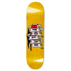 POLAR's skateboard deck, named "TRUMPETS," showcases Jacob Ovgren's cartoon characters on a yellow background with the brand name boldly displayed.