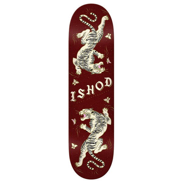 A REAL skateboard deck with two tigers on it, inspired by Ishod.
