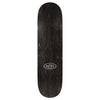 The cathedral deck showcases the REAL HAYLEY OUTSIDER skateboard, featuring a black surface with a wood grain texture and prominently displaying the word "REAL" in an oval logo at its center. This design blends artistry and performance for skaters who value authenticity.