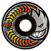A black SPITFIRE FADE CONICAL FULL 80HD 54MM skateboard wheel with a flame on it.
