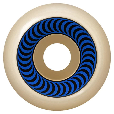 A SPITFIRE F4 OG CLASSIC 99A 56MM skateboard wheel with a blue and white design.