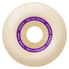A white and purple skateboard wheel with the word Nicole Hudson on it, featuring SPITFIRE HAUSE KITTED F4 99A 54MM technology.