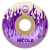 Nicole skateboard wheels featuring purple flames, available in SPITFIRE HAUSE KITTED F4 99A 54MM.