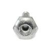 Close-up of a SLAPPY INVERTED HOLLOW KINGPINS POLISHED hex nut and bolt from Bluetile Skateboards, designed for skateboard trucks, shown against a white background with the bolt visible through the nut’s center.