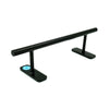 The SLUSHCULT FLAT BAR by SLUSHCULT is a small, black, powder-coated metal fingerboard rail with a thicker diameter and two flat rectangular bases for stability, shown on a white background.
