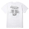 The HUF X MARVEL SPIDER-MAN THREE HUNDRED TEE WHITE is a cotton short sleeve tee featuring "The Amazing Spider-Man" and comic issue list on the back, plus HUF and Marvel logos at the bottom.